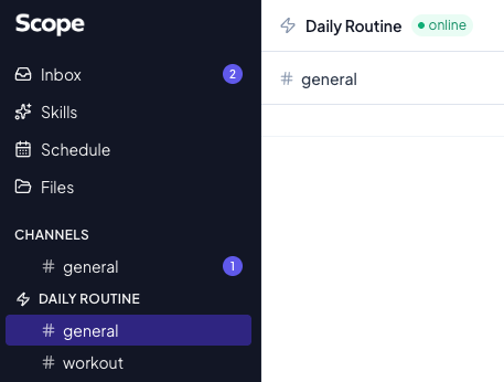 Scopy workspace showing assistant activity